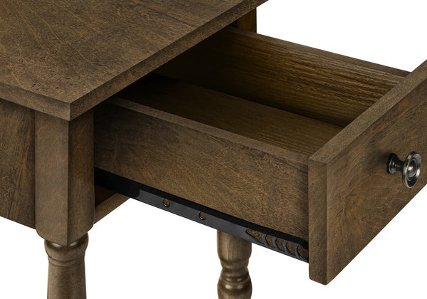 English Elm Accent Table, Two-Tiered Design With Storage Drawer - Traditional Brown Veneer For Stylish Spaces B2710P219466