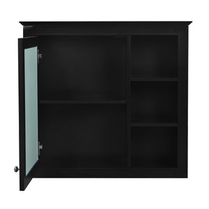 English Elm 30'' Modern Medicine Cabinet with Mirror and Adjustable Shelves, MDF Wall-Mounted Bathroom Storage Solution Black N710P192495B