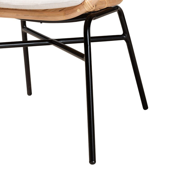 English Elm Modern Woven Rattan Dining Chair with Iron Base Bohemian Sculptural Seat B2750P420346