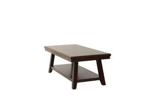 English Elm New Walnut Finish 1pc Coffee Table with Open Shelf, 47"x24" Modern Walnut Veneer Top & Solid Legs B011P396185