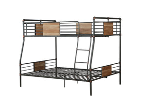 English Elm Brantley Sandy Black & Dark Bronze Hand-Brushed Finish Queen/Queen Convertible Metal Bunk Bed with Slat System Black 85 L x 22 W x 7 H B2726S00511