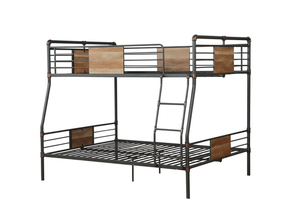 English Elm Brantley Sandy Black & Dark Bronze Hand-Brushed Finish Queen/Queen Convertible Metal Bunk Bed with Slat System Black 85 L x 22 W x 7 H B2726S00511