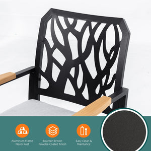 English Elm Outdoor Patio Dining Chairs Set Of 2 - Weather-Resistant Sunbrella Cushions & Nature-Inspired Design W1886P272372-GIGA