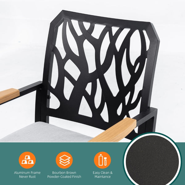 English Elm Outdoor Patio Dining Chairs Set Of 2 - Weather-Resistant Sunbrella Cushions & Nature-Inspired Design W1886P272372-GIGA