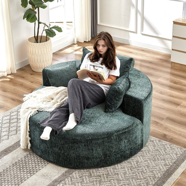 English Elm 55'l Chenille Sleeper Chair Spring Filled Plush Seat for Bedroom or Lounge W834P411071