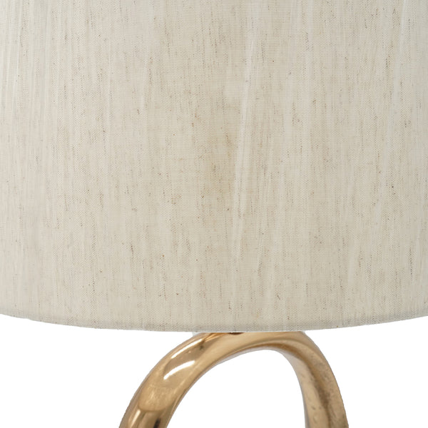 English Elm D14x28.5" Modern Metallic Gold Oval Cut-Out Table Lamp with White Marble Base & Beige Shade, Stylish Accent W2078P324066