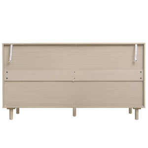 English Elm 4 Engineered Rattan 4-Door Storage Cabinet with Pine Feet, Moisture-Proof Durable Finish, Sleek Handles Natural W688134377