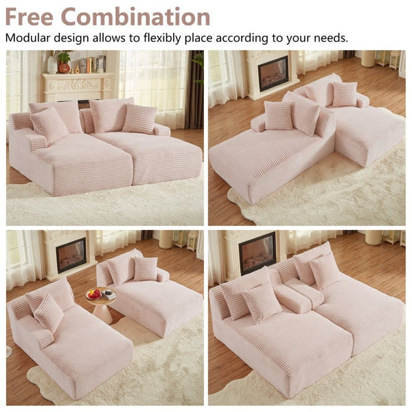 English Elm Indoor Oversized Double Chair Sleeper Sofa Wide Low Profile Minimalist Lounge Seat Pink W2100S00353