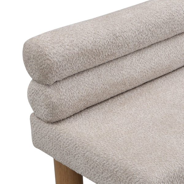 English Elm Christopher Knight Home® - Upholstered Bouclé Dining Bench with 330lb Capacity, Easy Assembly, Sponge Seat, Rubber Wood Legs Light Gray,Natural N779P292154E