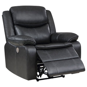 English Elm Salerno Faux Leather Power Recliner Club Chair with Usb Port and Accent Stitching Dark Grey B062P451790