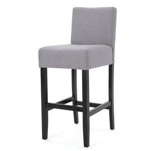 English Elm 30-inch Fabric Upholstered Barstool Set Rubberwood Frame with Lumbar Support 74503.00FLGRY