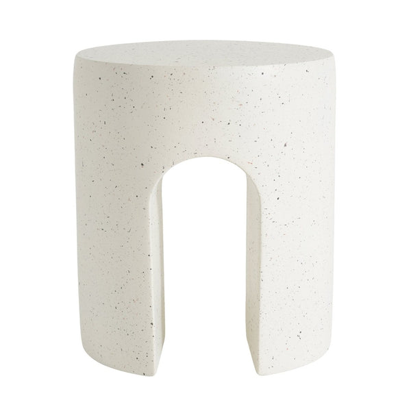 English Elm Outdoor Mgo Accent Table White Terrazzo Stone Look Weather Resistant Patio Side N768P410935W
