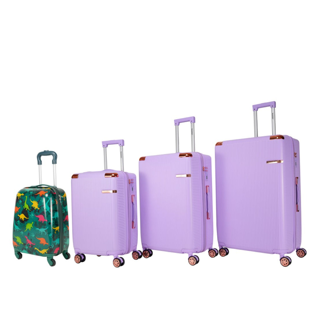 English Elm 4-piece Hard Shell Abs Spinner Luggage Set with Built-in Lock and Telescoping Handle Purple T3292P337860