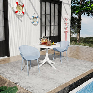 English Elm Summer Outdoor Bistro Set Uv Resistant Polypropylene Slatted Chairs and Round Patio Table Light Baby Blue,White W3450S00019