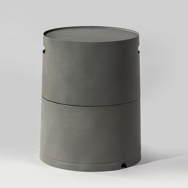 English Elm Steel Grey Outdoor Propane Tank Cover Hideaway Side Table Steel Split Design Concrete Look Patio Storage and Holder W853P202182
