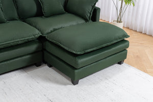 English Elm Modern Chenille Sectional Sofa with Ottoman Modular Layout for Spacious Living Rooms Antique Green W2530S00019