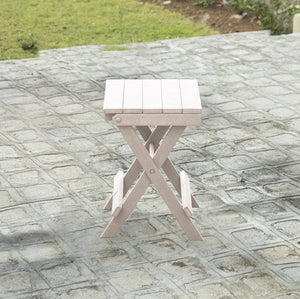 English Elm Riverstone Recycled Hdpe Folding Outdoor Bistro Table Weatherproof Patio Balcony Ivory B2745P409707