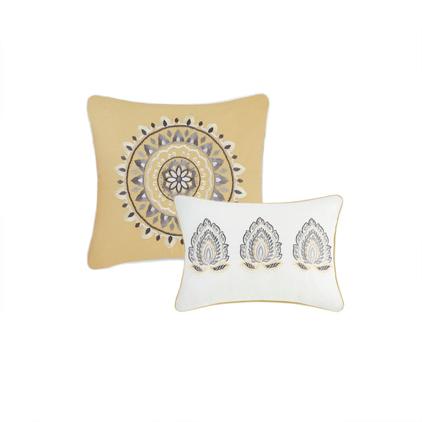 English Elm 8 Piece Reversible Cotton Comforter Set - Floral & Medallion Print, Cal King, Oeko-Tex Certified B03597285