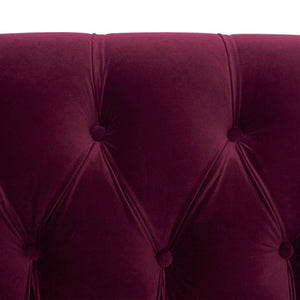 English Elm La Rosa Victorian Chesterfield Sofa Tufted Velvet with Nailhead Trim Formal Seating Burgundy B2719P238186