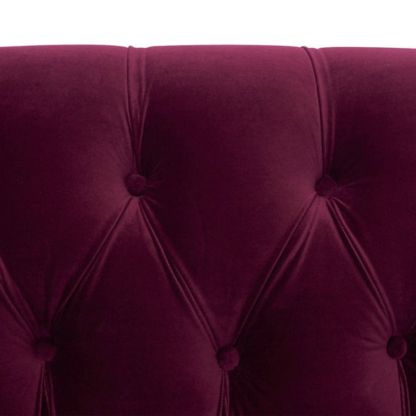 English Elm La Rosa Victorian Chesterfield Sofa Tufted Velvet with Nailhead Trim Formal Seating Burgundy B2719P238186