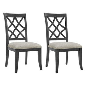 English Elm Wooden Frame Upholstered Dining Chairs Set Of 2 - Retro Mid-Century Style For Kitchen & Living Room W2582P205386-GIGA