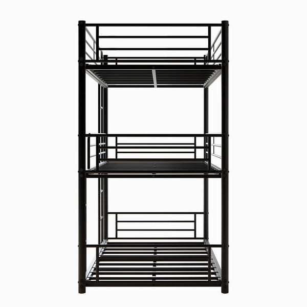 English Elm Triple Triple Twin Bunk Beds Metal Frame Triple-Deck Twin Over Twin Over Twin with 2 Ladders, Full Rail Safety, Space-Saving Design W840P209935