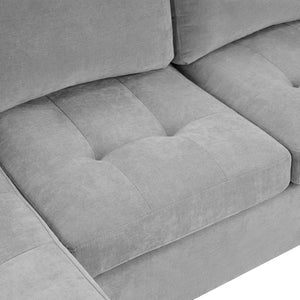 English Elm Modern U-shaped Sectional Sofa 115.7" Corner Couch with Chaise, Chenille Tufted Cushions, USB Ports and Storage LIGHT GREY N719S002150R