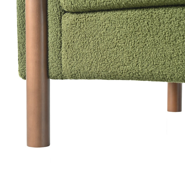 English Elm Christopher Knight Home® - Oversized Teddy Velvet Accent Chair with Curved Armrests, Tufted Mid-Century Design and Walnut Legs Green N765P189679N