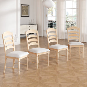 English Elm Topmax Vintage 4-Piece Upholstered Dining Chair Set - Stylish Serrated Backs & Natural Finish Comfort N717P170412A-GIGA