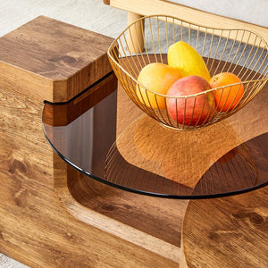 English Elm The detachable double-decker coffee table — Wood MDF, quick 10–15 min assembly, anti-collision, easy-clean modern design W1151P184841