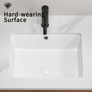 English Elm Rectangular Undermount Ceramic Basin White Glazed Vanity Sink with Overflow Protection W3402P326494