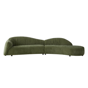 English Elm 145.67'' Mid-Century Green Upholstered Sofa With Right-Facing Chaise For Stylish Living Spaces & Comfort W876S00323