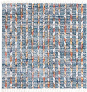Unique Loom Aramis Aras Machine Made Tribal Rug Blue, Ivory/Navy Blue/Rust Red/Terracotta/Light Brown 7' 10" x 7' 10"