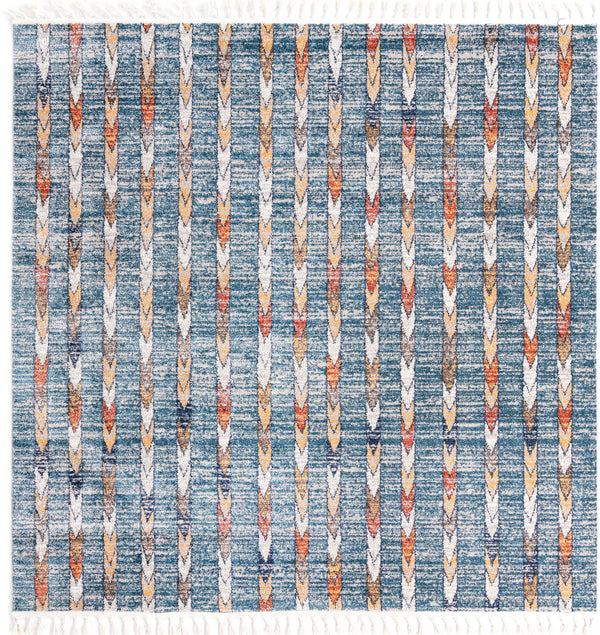 Unique Loom Aramis Aras Machine Made Tribal Rug Blue, Ivory/Navy Blue/Rust Red/Terracotta/Light Brown 7' 10" x 7' 10"