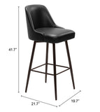 Keppel Swivel Barstool Black & Bronze 109975 Zuo Modern