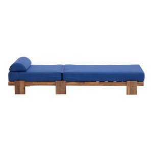English Elm U_style Solid Acacia Wood Outdoor Lounge Set Adjustable Reclining Poolside Chairs with Headrest Navy Blue WY000483AAC