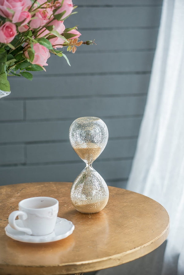 English Elm Set Of 2 Peleus Antique Silvered Hourglass - 30-Minute Timer With Elegant Bisque Sand For Decor W2078P278368-GIGA