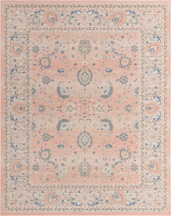Unique Loom Whitney Bordeaux Machine Made Floral / Botanical Rug Powder Pink, Blue/Ivory/Light Blue/Gray 9' 10" x 14' 1"