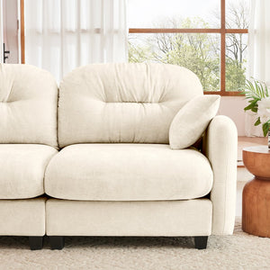 English Elm Loveseat Modular Cloud Sectional Sofa with Tufted Chenille Backrest, Ergonomic High-Density Comfort, Durable Wood Base Beige W714S01364