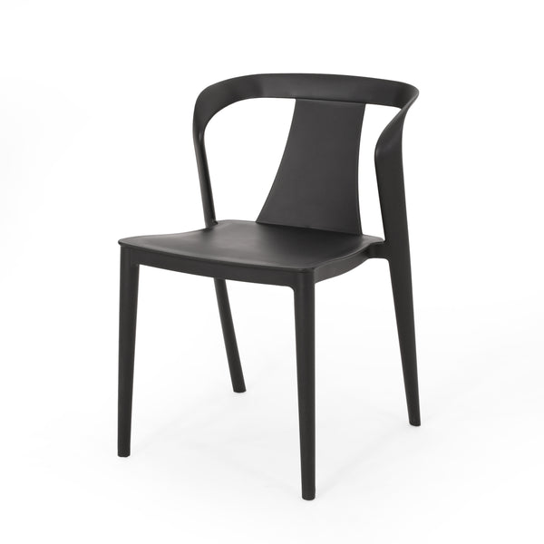 English Elm Christopher Knight Home® - ORCHID Weather-Resistant Outdoor Chair with Curved Backrest, Durable Polypropylene Blend for Patio Comfort Black 32.5 L x 24 W x 20.5 H 68373.00BLK