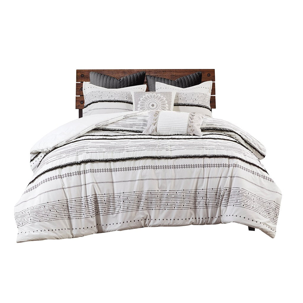 English Elm Cotton Printed Comforter Set With Boho Charm & Textured Trims For Full/Queen Bedroom Style Upgrade B03596416