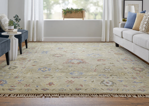 Feizy Rugs Fillmore Hand-knotted Wool Rug - Artisan-crafted Floral Design With Rich Colors For Timeless Style Brown,Tan,Blue Wool Fil69cjflgn000f00