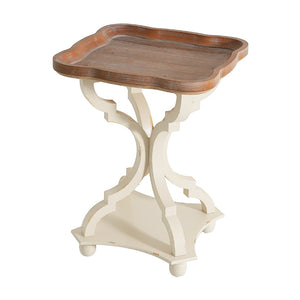 English Elm Accent Table French Country Hourglass Base Carved Wood Distressed Finish Entryway Side 69816.00