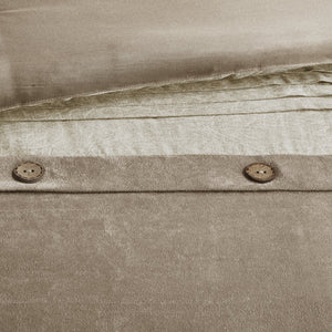 English Elm 7 Piece Faux Suede Comforter Set – Madison Park Boone Lodge Style King Ensemble with Embroidered Pillows Tan 23.62 L x 19.68 W x 16.93 H B03597130