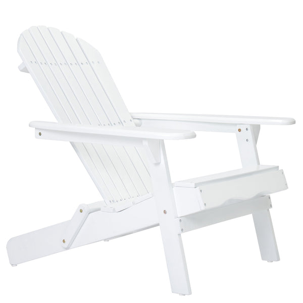 English Elm Christopher Knight Home® - Folding Adirondack Chair Acacia Wood Outdoor Lounge Seat with Slatted Back, Wide Arms, Durable Comfort White N770P358873K