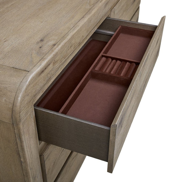 English Elm Curved English Knotty Oak Dresser Wide 6 Drawer Chest Organic Grain Bedroom B2699P409547
