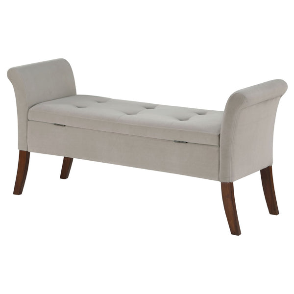 English Elm Pasley Velvet Button Tufted Rolled Arm Lift Top Storage Bench for Bedroom Entryway Beige B062P441161