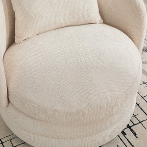 English Elm 30"w Swivel Barrel Accent Chair Chenille Upholstered Club Seat for Living Room Reading Beige W3118P462479