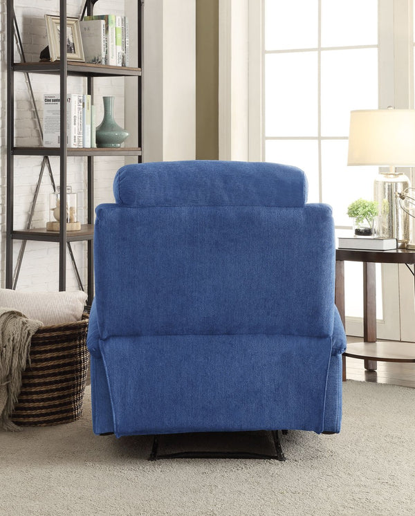 English Elm Blue Memory Foam Recliner with Cup Holder, Linen Upholstery, External Latch, Tight Cushions for Ultimate Comfort B062P215451