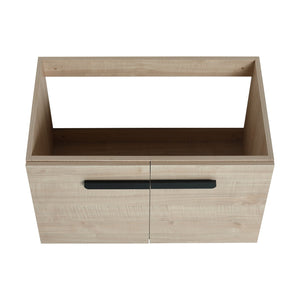 English Elm 30 Inch Floating Vanity Cabinet with Resin Sink, Soft-Close Doors, Spacious Storage for Small Baths W999P195824